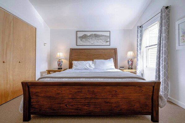 1 bedroom, desk, iron/ironing board, travel cot