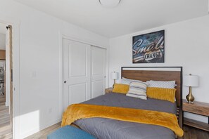 2 bedrooms, iron/ironing board, travel crib, WiFi