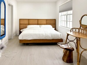 1 bedroom, desk, iron/ironing board, travel crib