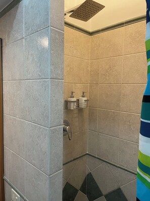 Jetted tub, eco-friendly toiletries, hair dryer, bidet