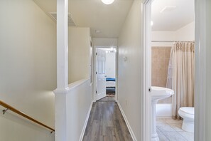 Shower, eco-friendly toiletries, hair dryer, towels