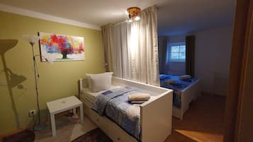 1 bedroom, travel crib, WiFi, bed sheets