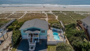 A heated pool - Hobbs Realty - Oceanfront Home w/ Heateable Pool, Cabana Service & $250 Beach Gear Credits (Holden Beach)
