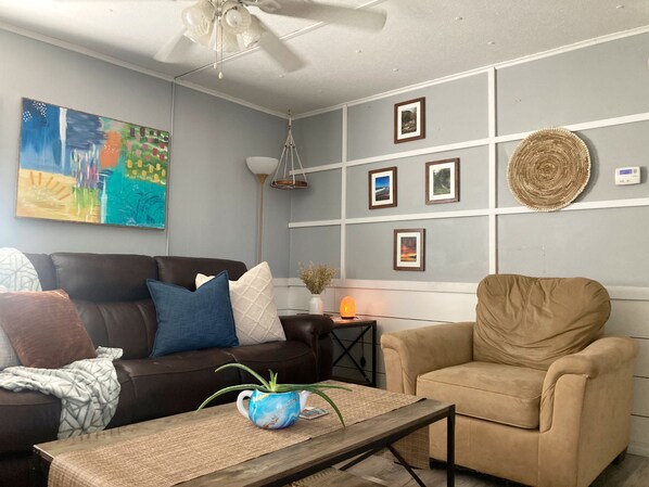 Smart TV, chimenea y libros