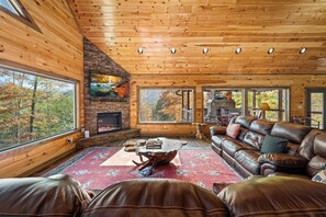 Smart TV, fireplace, video games - NEW! 5BR/6BA Cabin: Indoor Pool, Theater, Hot Tub, Outdoor Fireplace & Views! (Sevierville)