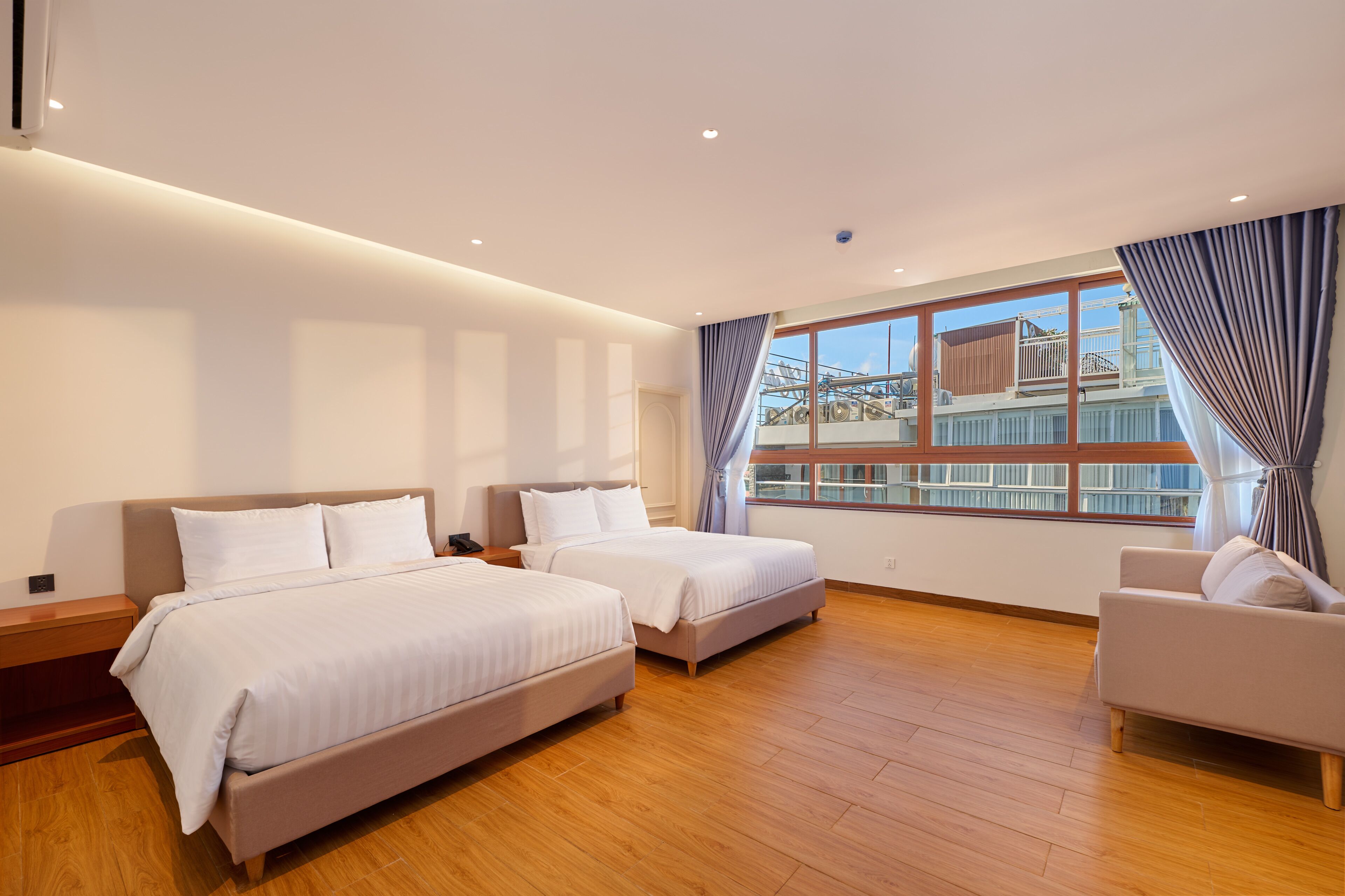 Premium bedding, memory foam beds, free minibar items, in-room safe