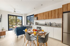 Fridge, microwave, oven, coffee/tea maker - Brand new 2BD condo in Versalles & awesome Rooftop 2BD Condo for rent in Versall (Puerto Vallarta)