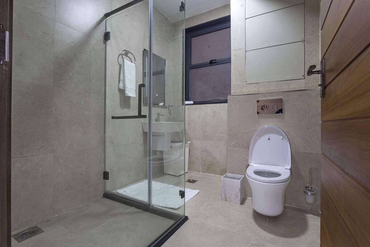 Slippers, towels, soap, shampoo