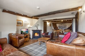 TV, fireplace - Unique Mountain Cottage that sleeps 22 guests in 10 bedrooms with 4 hot tubs (Coniston)