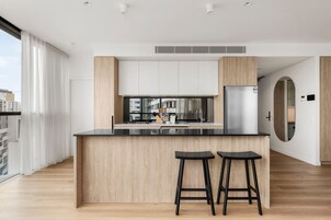 Apartment, 2 Bedrooms | Private kitchen | Full-size fridge, microwave, oven, stovetop