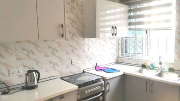 Apartment | Private kitchen | Fridge, microwave, oven, stovetop