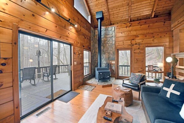 TV, fireplace, video games, offices - Copper Cabin - Blue Ridge, creek, pets, fire pit (Cherry Log)