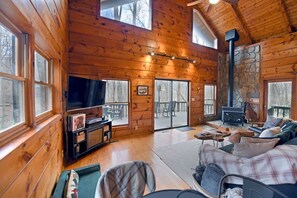 TV, fireplace, video games, offices - Copper Cabin - Blue Ridge, creek, pets, fire pit (Cherry Log)