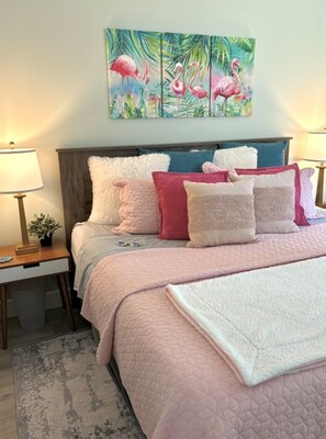 2 bedrooms, desk, iron/ironing board, travel crib