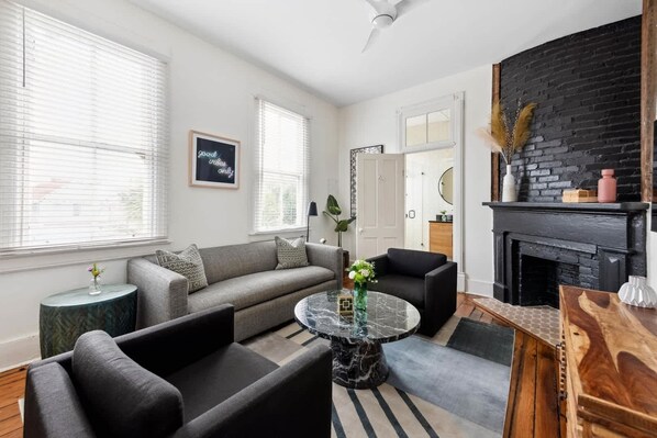 TV, offices - Onyx Suite | 1BR Retreat in Downtown CHS (Charleston)