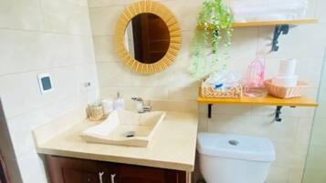 Towels, soap, toilet paper