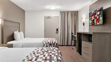 Desk, laptop workspace, WiFi (free), bed sheets