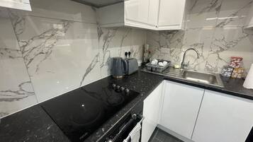 Fridge, microwave, oven, toaster