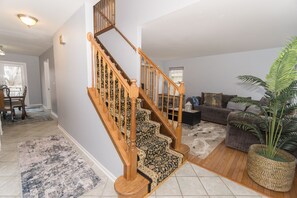 TV connectée, cheminée, livres