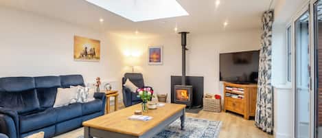 TV, fireplace