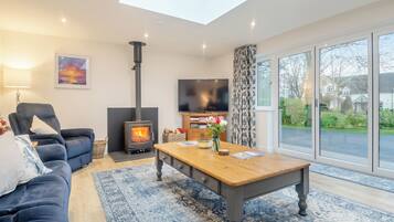 TV, fireplace