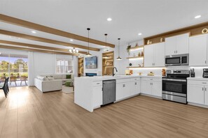 Microwave, dishwasher, high chair