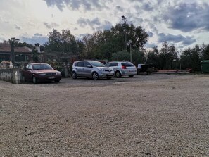 Guests can park their vehicles in this designated area.