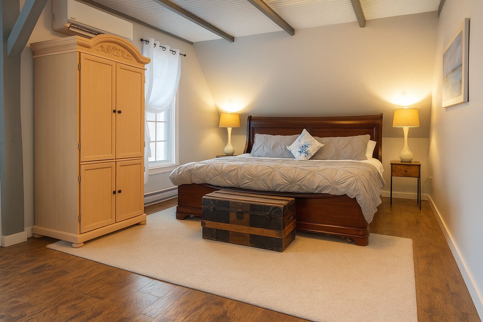 2 bedrooms, desk, iron/ironing board, travel crib