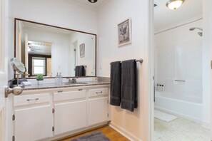 Hair dryer, bidet, towels, soap