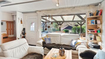 Télévision, cheminée, table de tennis de table, chaßne hi-fi