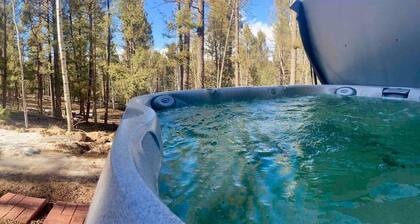 Rustic cabin charm w/ hot tub, arcade basketball