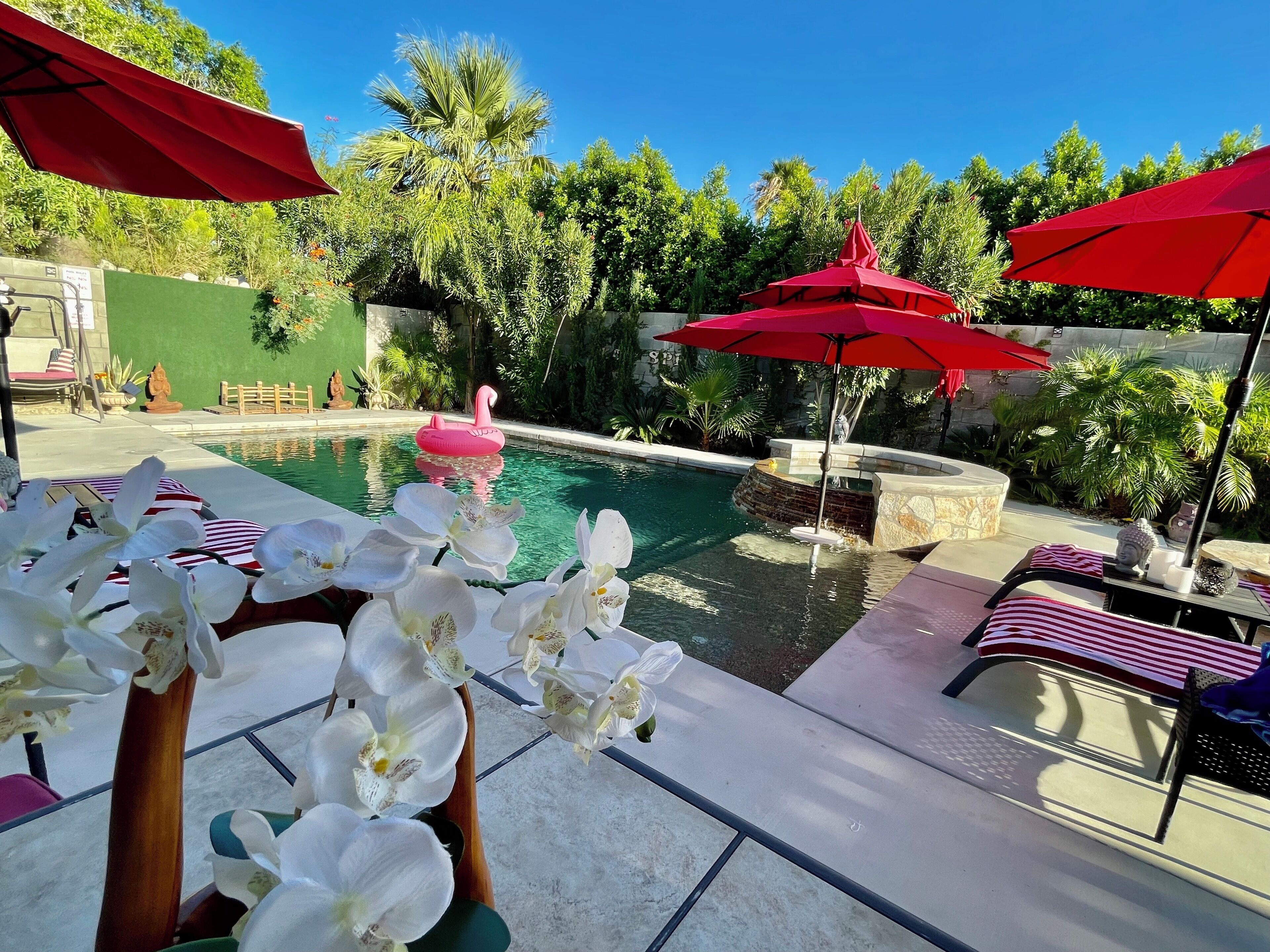 Una piscina al aire libre, una piscina climatizada
