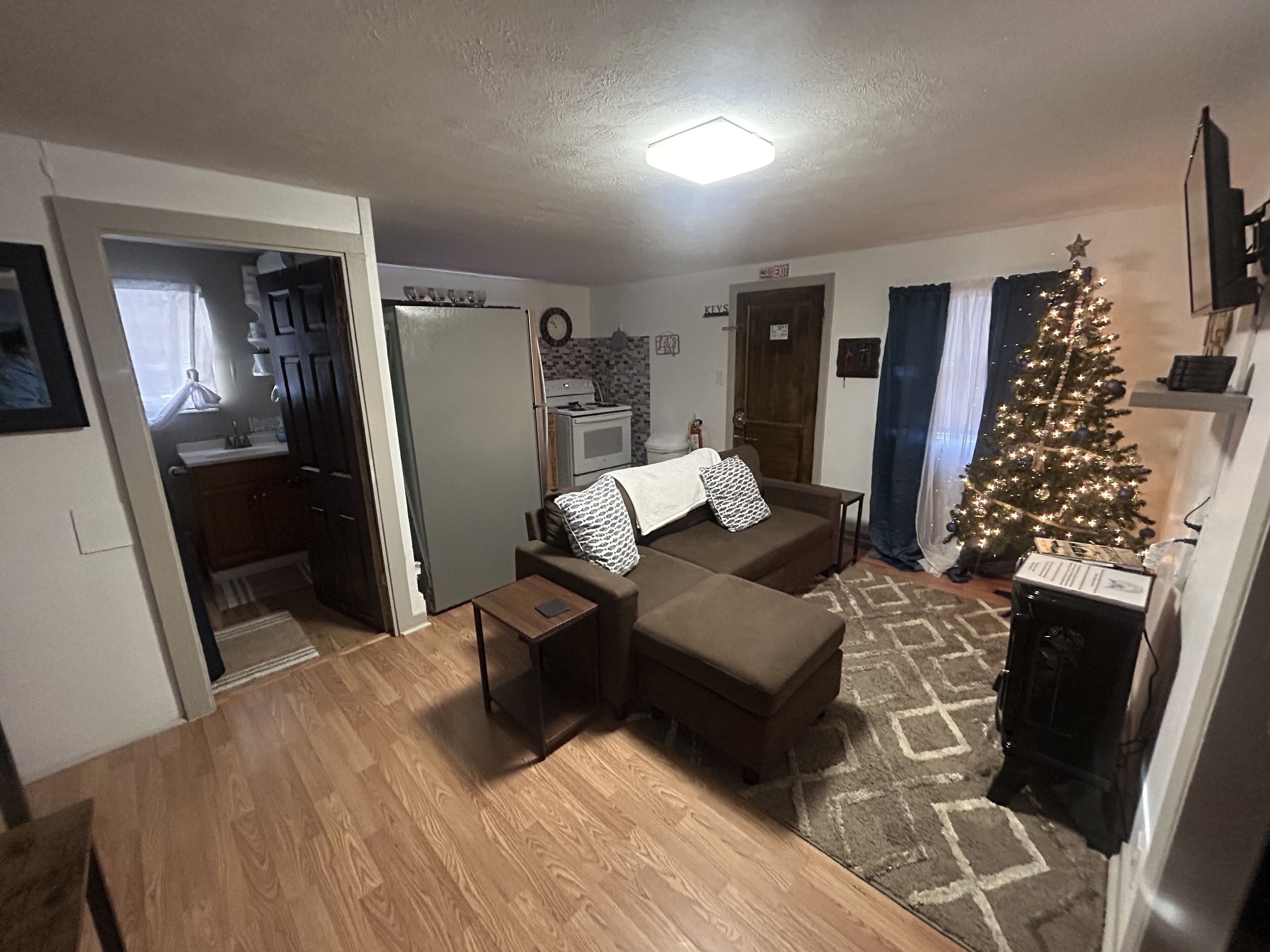 TV connectée, cheminée, livres