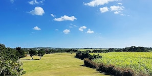 A wide, open field with a clear sky and scattered clouds. - Runs-condohotel-miyakojima (Miyakojima)