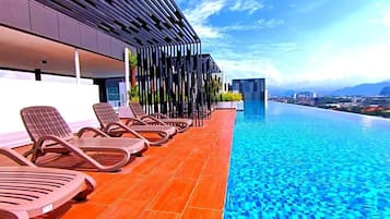 Outdoor pool, pool loungers