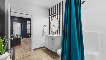 Hair dryer, towels, toilet paper
