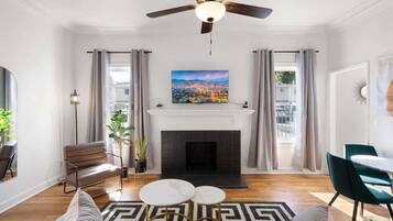 TV, fireplace, offices