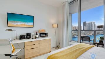 Desk, iron/ironing board, travel crib, WiFi