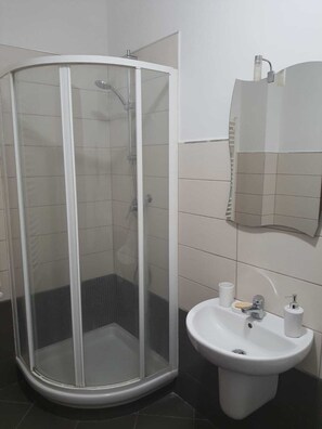 Sèche-cheveux, serviettes fournies, savon, papier toilette