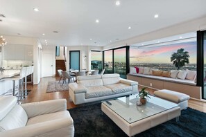 TV, fireplace, offices - The Jetliner | Private Spa! by Colby & Conrad (Los Angeles)