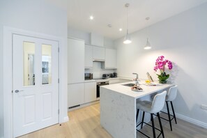 高级公寓, 1 间卧室 | 私人厨房 | 大冰箱、微波炉、烤箱、炉灶