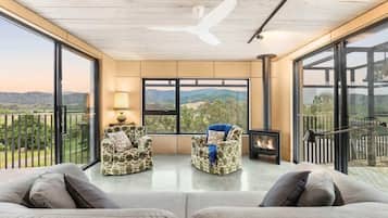 TV, fireplace, offices