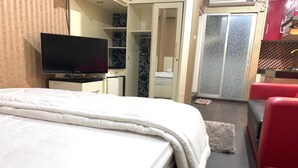 ห้องดีลักซ์ดับเบิล | โต๊ะทำงาน, Wi-Fi ฟรี, ผ้าปูที่นอน