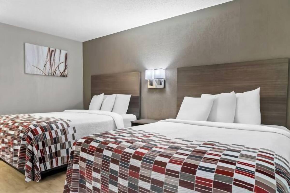 1 slaapkamer, een bureau, een laptopwerkplek, verduisterende gordijnen