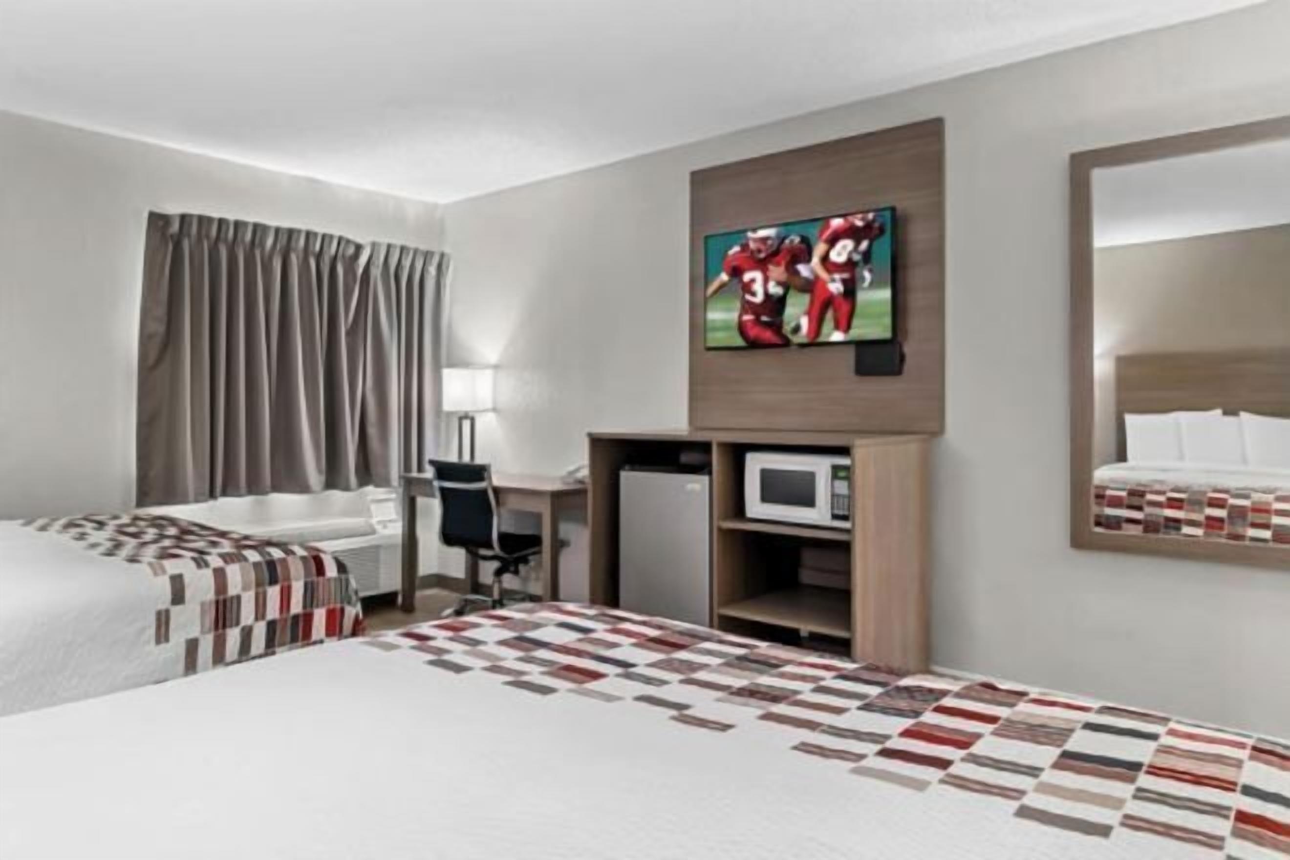 Desk, laptop workspace, blackout drapes, free WiFi