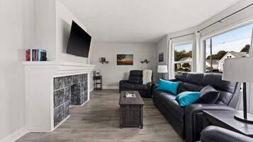Smart TV, DVD player, books, music library