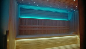 Salas para tratamentos a dois, sauna seca, sauna a vapor