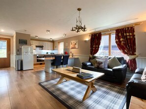 Smart TV, fireplace, books - Ptarmigan Luxury Lodge apartment with private hot tub (Loch Lomond)