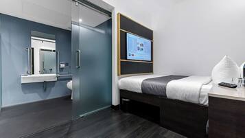 Individually furnished, desk, laptop workspace, blackout curtains