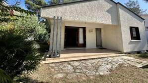 A modern two-story house with a stone pathway leading to the entrance.